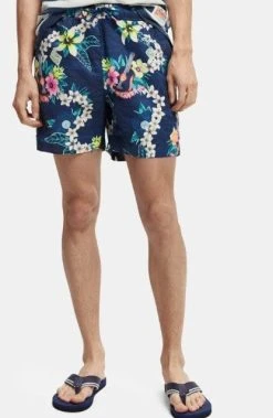 Scotch & Soda Mens Mid-length Printed Swim Shorts