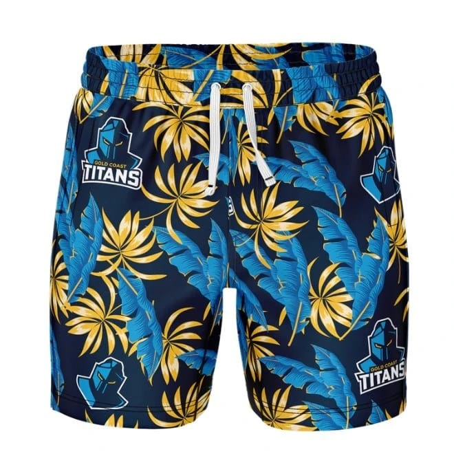 Ashtabula Mens NRL Titans Paradise Volley Swim Shorts 1 Ashtabula Mens NRL Titans Paradise Volley Swim Shorts