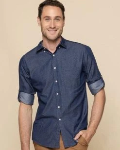Gloweave Mens Denim Dobby Long Sleeve Shirt