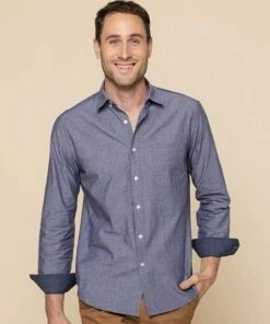 Gloweave Mens Hardware Chambray Dobby Long Sleeve Shirt