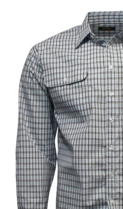 Bisley Mens Small Check Light Blue Shirt
