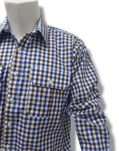 Alternative view of Country Tradition Mens Long Sleeve Shirt - Brown/Navy
