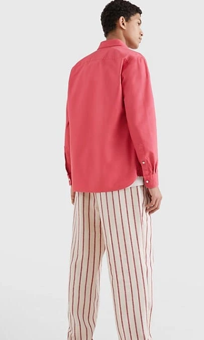 Tommy Hilfiger Mens Prem Linen Shirt Deep Crimson Fruit - Image 3