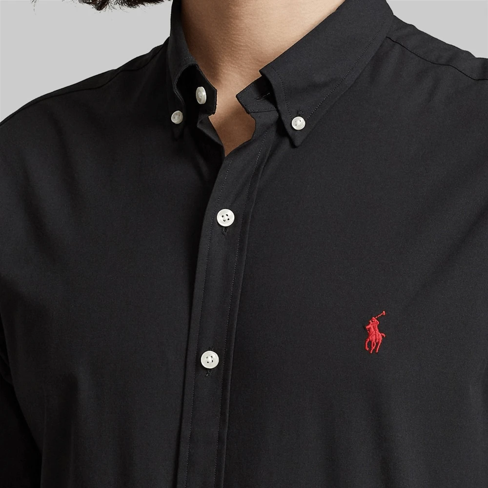 Ralph Lauren Mens Custom Fit Stretch Poplin Shirt - Black 3 Ralph Lauren Mens Custom Fit Stretch Poplin Shirt - Black - Image 3