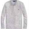 Ralph Lauren Mens Slim Fit Stretch Poplin Shirt - Black/White Stripe
