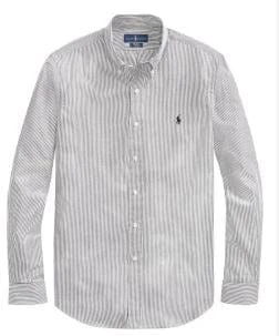 Ralph Lauren Mens Slim Fit Stretch Poplin Shirt - Black/White Stripe 1 Ralph Lauren Mens Slim Fit Stretch Poplin Shirt - Black/White Stripe