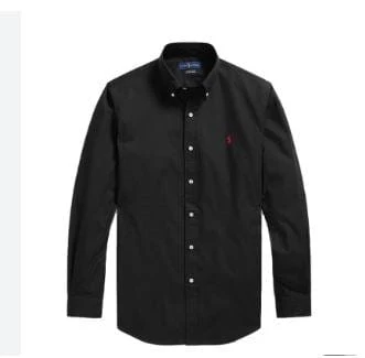Ralph Lauren Mens Custom Fit Poplin Stretch Shirt - Black/Red 1 Ralph Lauren Mens Custom Fit Poplin Stretch Shirt - Black/Red