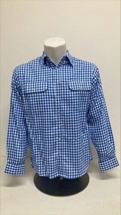 Bisley Mens Winterweight Brushed Medium Check Blue Shirt