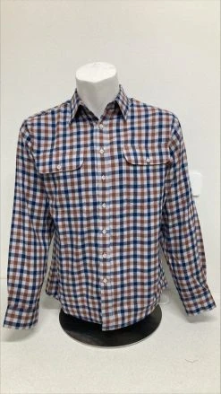 Bisley Mens Winterweight Brushed Medium Check Brown Shirt