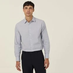 NNT Mens Poly Cotton End On End Long Sleeve Shirt 11 NNT Mens Poly Cotton End On End Long Sleeve Shirt -RM Williams Store catj8v gry 1