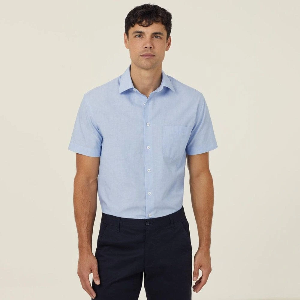 NNT Mens Poly Cotton End On End Short Sleeve Shirt 4 NNT Mens Poly Cotton End On End Short Sleeve Shirt - Image 4