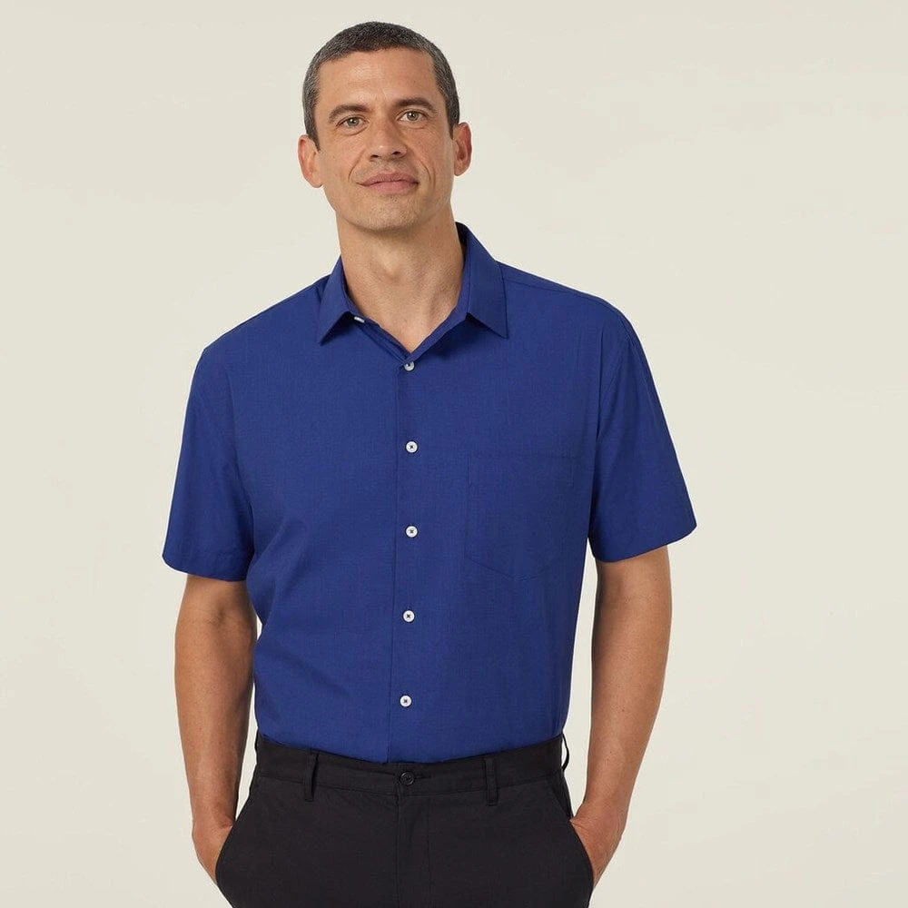 NNT Mens Poly Cotton End On End Short Sleeve Shirt 8 NNT Mens Poly Cotton End On End Short Sleeve Shirt - Image 8