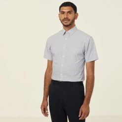 NNT Mens Poly Cotton End On End Short Sleeve Shirt 13 NNT Mens Poly Cotton End On End Short Sleeve Shirt -RM Williams Store catjb7 gry 1