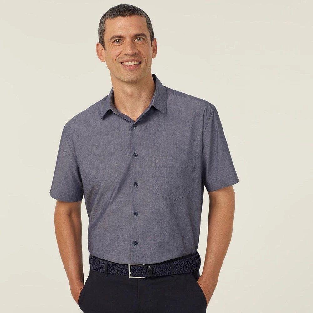 NNT Mens Poly Cotton End On End Short Sleeve Shirt 6 NNT Mens Poly Cotton End On End Short Sleeve Shirt - Image 6