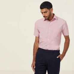 NNT Mens Poly Cotton End On End Short Sleeve Shirt 15 NNT Mens Poly Cotton End On End Short Sleeve Shirt -RM Williams Store catjb7 red 1