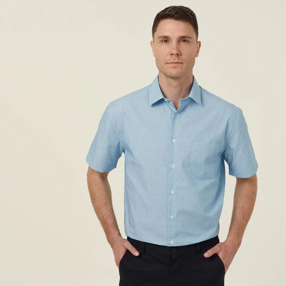 NNT Mens Poly Cotton End On End Short Sleeve Shirt 9 NNT Mens Poly Cotton End On End Short Sleeve Shirt - Image 9