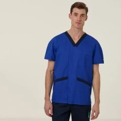 NNT Koller Unisex V Neck Contrast Scrub Top