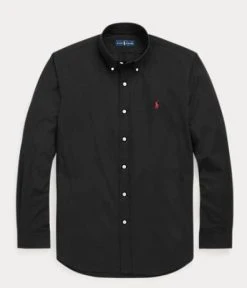 Ralph Lauren Mens Classic Fit Poplin Stretch Shirt - Black/Red