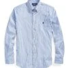 Ralph Lauren Mens Custom Fit Stretch Poplin Shirt - Blue Stripe