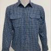 Bisley Mens Winterweight Brushed Medium Check Dark Navy Shirt