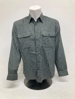 Bisley Mens Winterweight Brushed Medium Check Green Shirt
