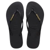 Havaianas Slim Metal Black Gold Logo Thongs