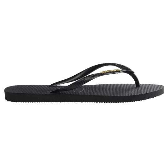 Havaianas Slim Metal Black Gold Logo Thongs - Image 3