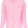 Ralph Lauren Mens Custom Fit Linen Shirt - Pink/Navy