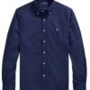 Ralph Lauren Mens Slim Fit Garment-Dyed Twill Shirt - Cruise Navy/Red