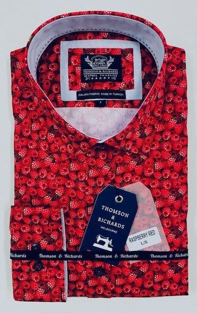 Thomson & Richards Mens Raspberry Long Sleeve Shirt
