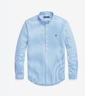 Ralph Lauren Mens Slim Fit Stretch Stripe Poplin Shirt - Blue/White 1 Ralph Lauren Mens Slim Fit Stretch Stripe Poplin Shirt - Blue/White