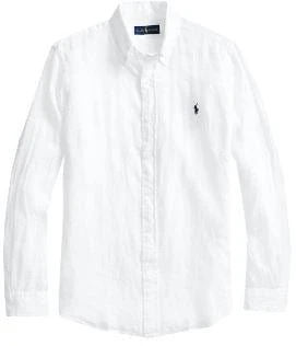 Ralph Lauren Mens Custom Fit Linen Shirt-White 1 Ralph Lauren Mens Custom Fit Linen Shirt-White